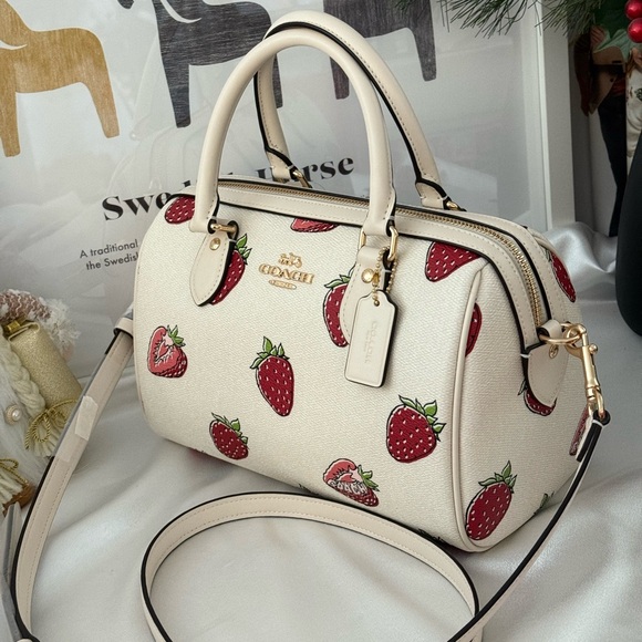 Coach Rowan Satchel Bag With Strawberry Print CAL63 - Picture 2 of 11